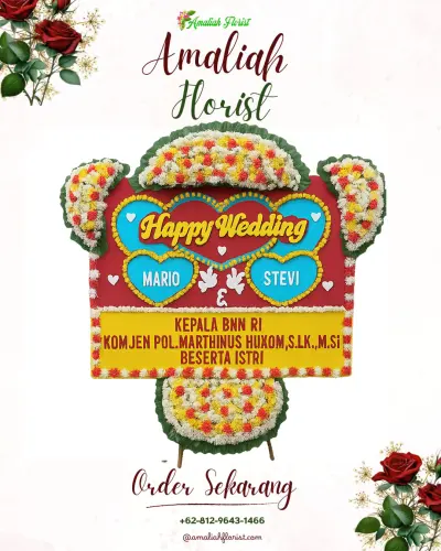 Karangan Papan Bunga Pernikahan di Logandeng